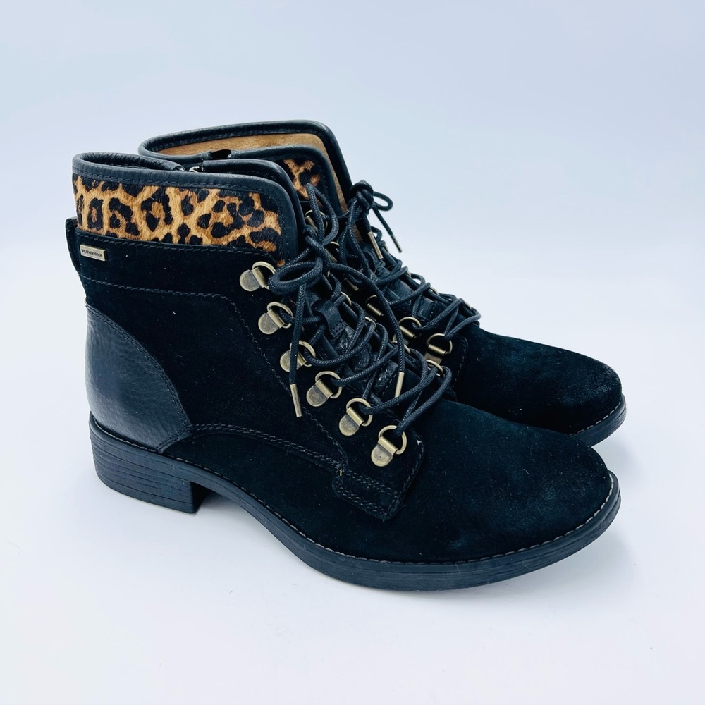 COMFORTIVA Tomeo Leather Black Calf Hair Combat Boot Sz 8.5